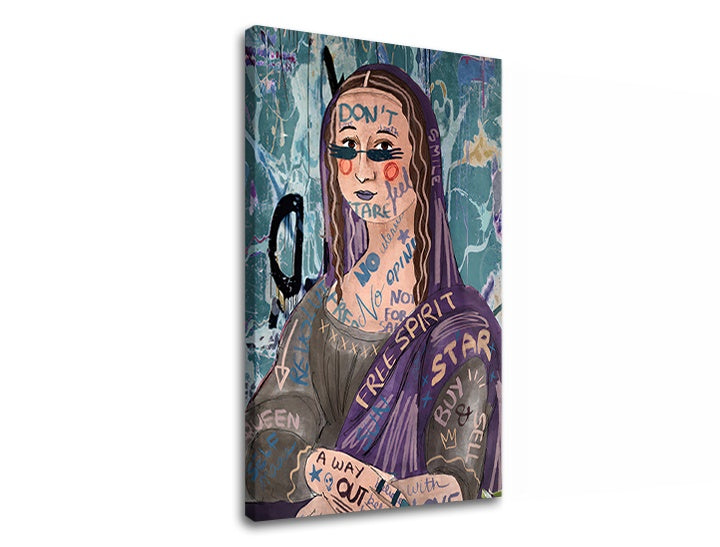 Klasičan slika s motivom MONA LISA APSTRAKT 001, gradski motiv u bež-ljubičastih nijansama | Slika na platnu MONA LISA APSTRAKT 001 – pregled