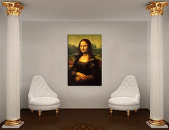 Pop art slika s motivom MONA LISA – Leonardo Da Vinci, pejzaž, gradski motiv u bijelo-zlatnih nijansama | Slika na platnu MONA LISA – Leonardo Da Vinci – pregled