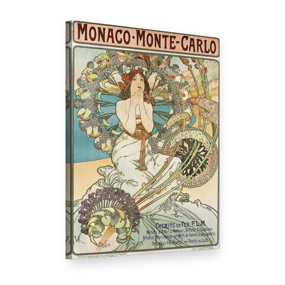 Slika na platnu Monako Monte Carlo – Alfons Mucha, 3D prikaz