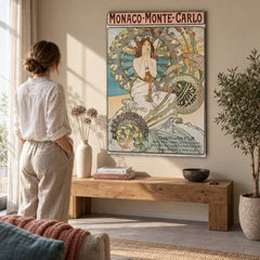 Slika na platnu Monako Monte Carlo – Alfons Mucha u dnevnoj sobi