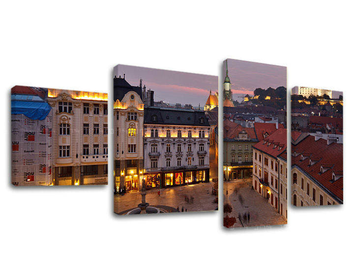 Klasičan slika na platnu s motivom SLOVAČKA, pejzaž, mapa, priroda, slovački motiv u bijelo-plavih nijansama, mirna atmosfera, višedijelna izvedba – glavna