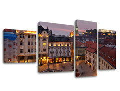 Klasičan slika na platnu s motivom SLOVAČKA, pejzaž, mapa, priroda, slovački motiv u bijelo-plavih nijansama, mirna atmosfera, višedijelna izvedba – glavna