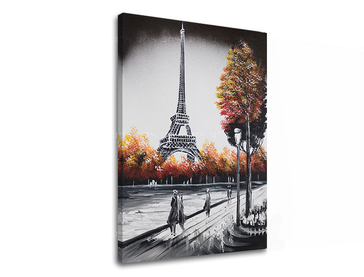 U boho stilu slika na platnu s motivom PARIZ, Ajfelov toranj, drveće, priroda, životinja u višebojnih nijansama, romantična atmosfera, pogodan za hodnika – proizvod