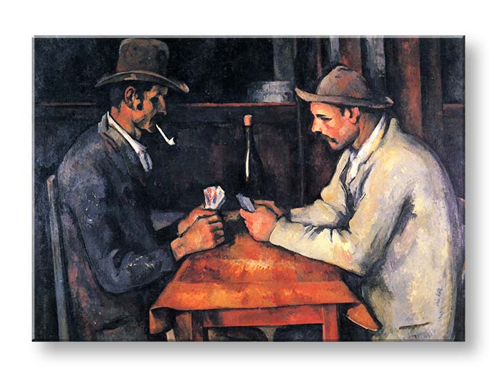 Vintage slika na platnu s motivom Paul Cézanne - Hráči kariet, dječji motiv u bež-smeđih nijansama, kontemplativna atmosfera, pogodan za radne sobe – proizvod, pogled 2