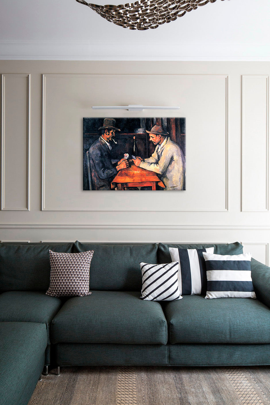 Vintage slika na platnu s motivom Paul Cézanne - Hráči kariet, dječji motiv u bež-smeđih nijansama, kontemplativna atmosfera, pogodan za radne sobe – glavna