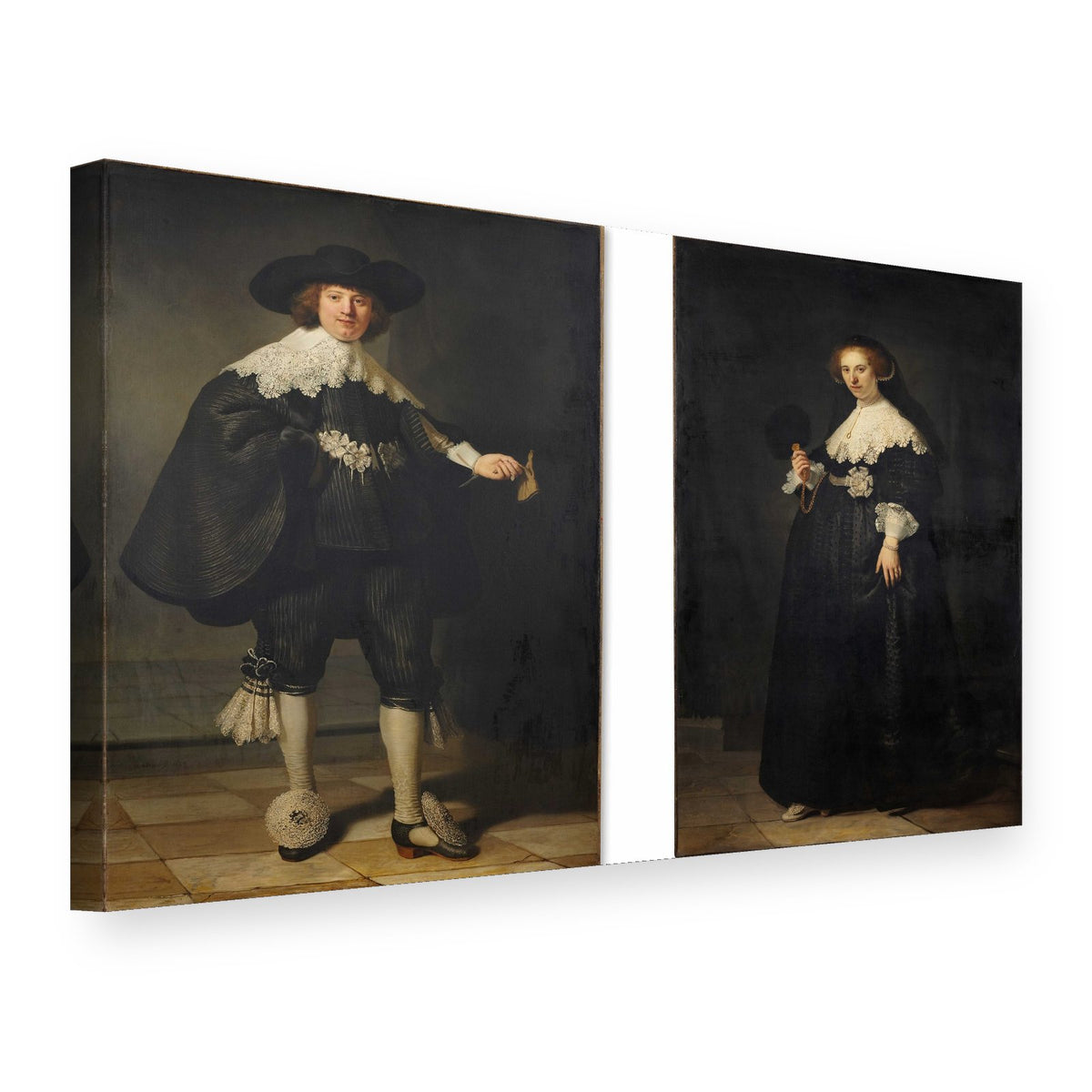Slika na platnu Portreti Martena Soolmansa i Oopjen Coppit – Rembrandt, 3D prikaz