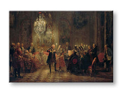 Moderan slika na platnu u smeđe-crnih nijansama, elegantna atmosfera | Slika na platnu Adolph Menzel - Frederick Velký hrá na flaute v Sanssouci – proizvod