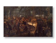 Moderan slika na platnu s motivom Adolph Menzel - Valcovňa železa u crno-žutih nijansama | Slika na platnu Adolph Menzel - Valcovňa železa – proizvod