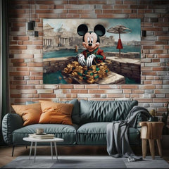 Klasičan slika na platnu s motivom Bohatý Mickey Mouse, dječji motiv, priroda u plavo-zelenih nijansama, pogodan za dnevnog boravka | Slika na platnu - Bohatý Mickey Mouse – proizvod, pogled 2