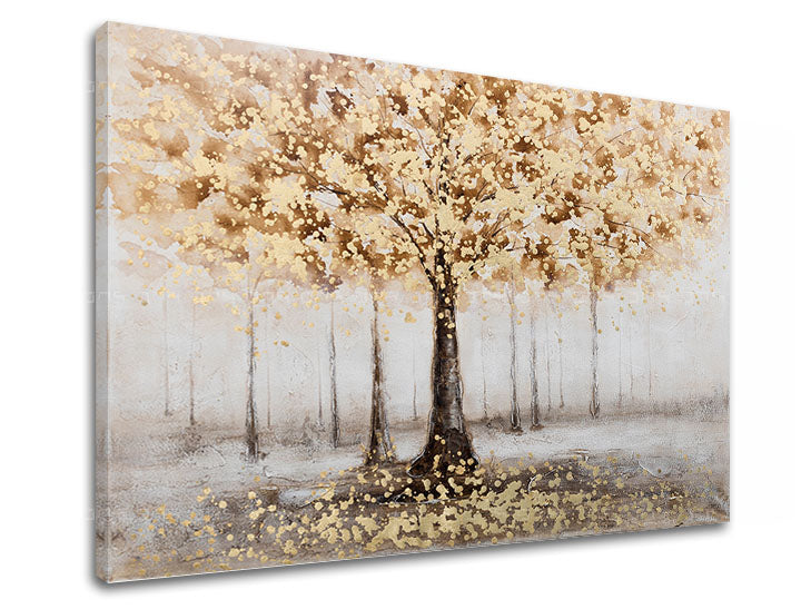 Art deko slika na platnu s motivom STROM, šuma, pejzaž, priroda u bijelo-bežih nijansama, mirna atmosfera, priroda i elegancija, pogodan za hodnika – glavna