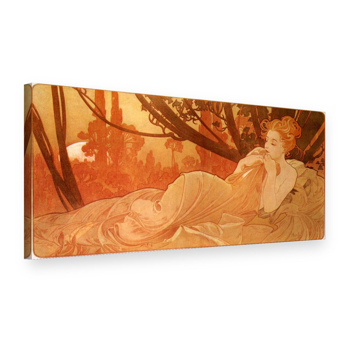 Slika na platnu Sumrak – Alfons Mucha, 3D prikaz