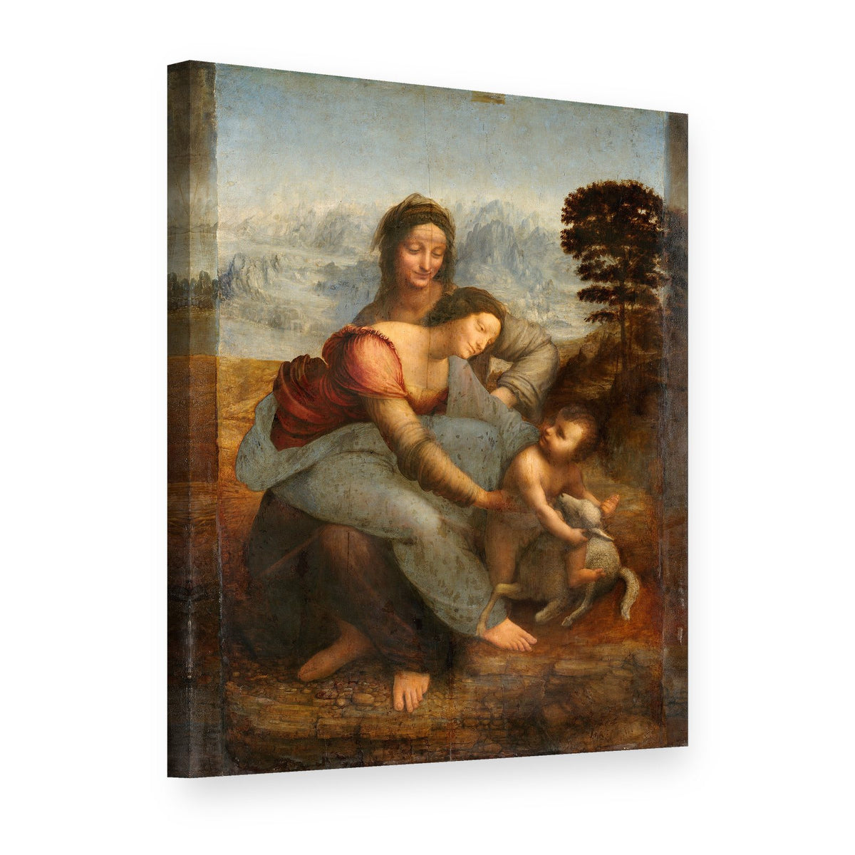 Slika na platnu Sveta porodica sa svetom Anom – Leonardo da Vinci, 3D prikaz