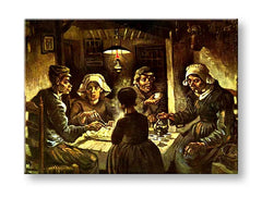 Vintage slika na platnu s motivom Vincent van Gogh - Jedáci zemiakov, mapa, priroda u bež-smeđih nijansama, tmurna atmosfera, pogodan za kuhinje – proizvod, pogled 2