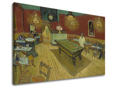 Vintage slika na platnu s motivom Vincent van Gogh - Nočná kaviareň, sat, mapa, priroda u smeđe-zelenih nijansama, pogodan za kuhinje | Slika na platnu Vincent van Gogh - Nočná kaviareň – proizvod