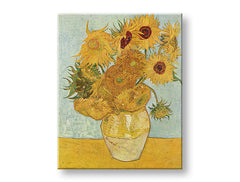 Vintage slika na platnu s motivom Vincent van Gogh - Váza s dvanástimi slnečnicami, vaza, cvijeće u plavo-žutih nijansama, živahna atmosfera, pogodan za dnevnog boravka – proizvod, pogled 2