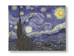 Vintage slika na platnu s motivom Vincent van Gogh - Hviezdna noc, noćno nebo, zvijezde, mapa, priroda u bijelo-plavih nijansama, pogodan za radne sobe – proizvod, pogled 2
