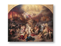 Vintage slika na platnu s motivom Wilhelm von Kaulbach - Zničenie Jeruzalema Titom, anđeo, mapa, religiozni motiv u bež-zlatnih nijansama – proizvod, pogled 2