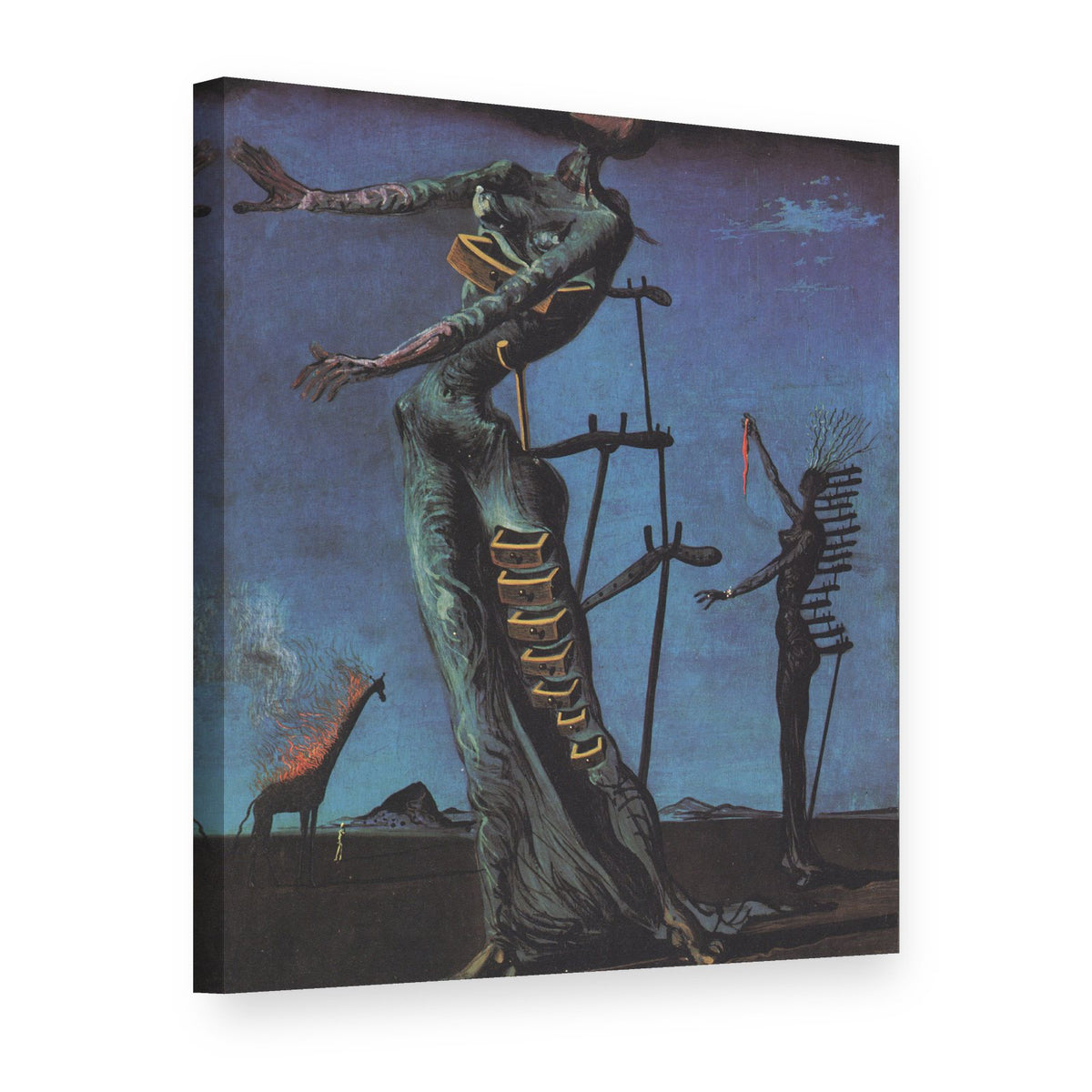 Slika na platnu Žirafa u plamenu – Salvador Dalí, 3D prikaz