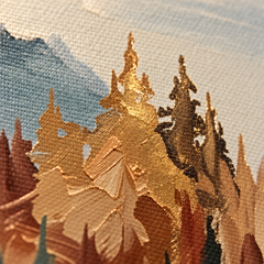 Makro detalj ručno oslikanih impasto poteza akrilnom bojom na površini slike, vidljiva tekstura i reljef — Papilora Crafted for Home.