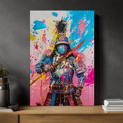 Ručno slikan slika na platnu s motivom Samurai Spirit na platnu u žuto-bijelih nijansama, energična atmosfera, snaga | Slika Samurai Spirit na platnu – proizvod, pogled 2