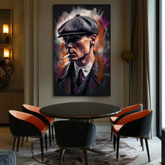 Ručno slikan slika na platnu s motivom Tommy Shelby: Kralj ulíc, cigara u sivo-crnih nijansama | Slika Tommy Shelby: Kralj ulíc – proizvod, pogled 2