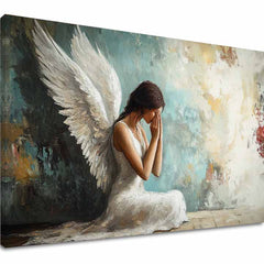 slika anđela na platnu – 3D vizualizacija canvasa sa vidljivim drvenim okvirom, Papilora Premium Art.