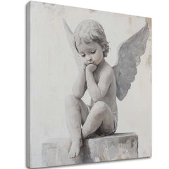 slika anđela na platnu – 3D vizualizacija canvasa sa vidljivim drvenim okvirom, Papilora Premium Art.