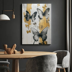 Moderan slika na platnu s motivom y leptira - Mystické Krídla, leptiri u bijelo-crnih nijansama, elegantna atmosfera, priroda i elegancija | Slike leptira - Mystické Krídla – proizvod, pogled 2
