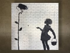 Klasičan slika na platnu s motivom Street ART – Banksy, cvijeće, priroda u bijelo-sivih nijansama, pogodan za kancelarije | Slika na platnu Street ART – Banksy – glavna