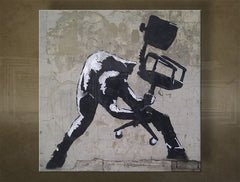 Klasičan slika na platnu s motivom Street ART – Banksy u bijelo-sivih nijansama, pogodan za kancelarije | Slika na platnu Street ART – Banksy – glavna