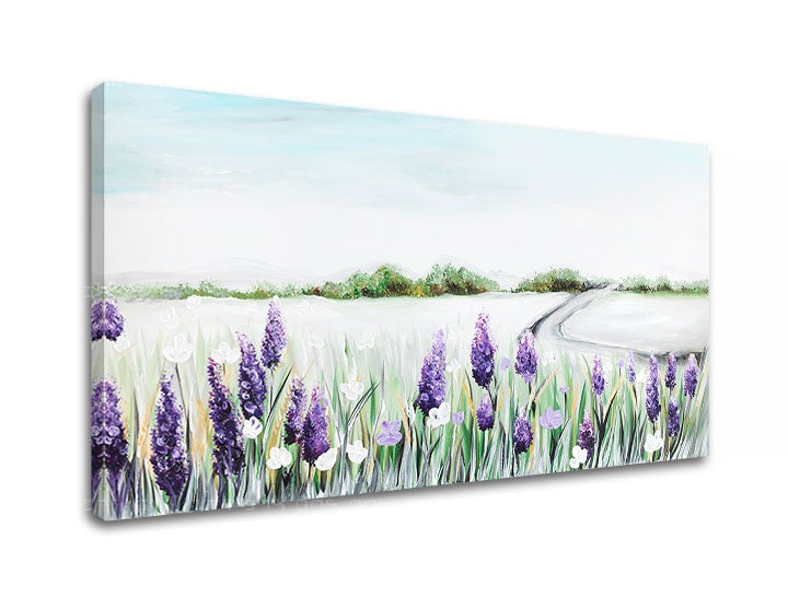 Moderan slika s motivom lavanda, polje, nebo u bijelo-ljubičastih nijansama | Slika na platnu PRÍRODA, priroda – pregled