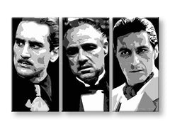 Moderan slika na platnu s motivom The Godfather u crno-bijelih nijansama, dramatična atmosfera, snaga i moć i porodica | Najveći MAFIÁNI na platnu - The Godfather – proizvod