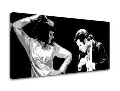 Pop art slika na platnu s motivom Pulp Fiction, muškarac u odijelu, priroda u bijelo-crnih nijansama, dramatična atmosfera, pogodan za kancelarije – proizvod, pogled 2