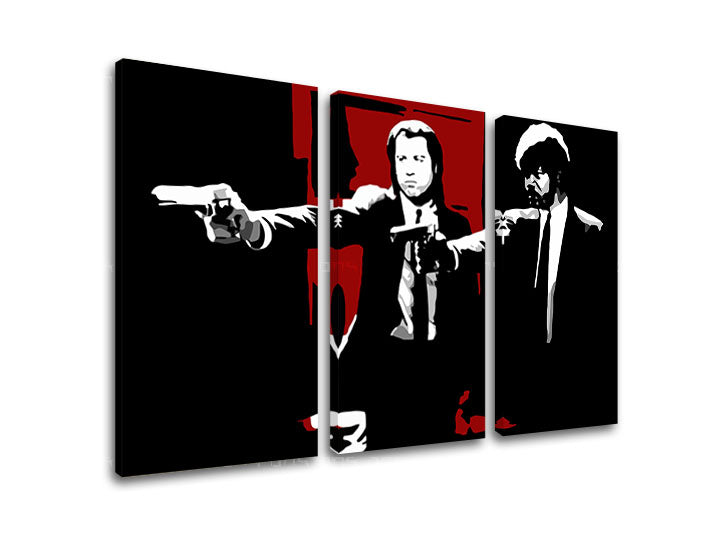 Pop art slika na platnu s motivom Pulp Fiction u bijelo-crvenih nijansama, intenzivna atmosfera, filmski svijet, pogodan za dnevnog boravka | POP Art slika Pulp Fiction – proizvod, pogled 2