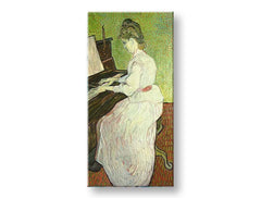 Vintage slika na platnu s motivom Vincent van Gogh - Marguerite Gachet pri klavíri, klavír, muzički motiv, priroda u bijelo-smeđih nijansama – proizvod