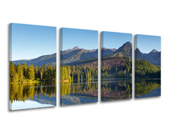 Klasičan slika na platnu s motivom SLOVAČKA, planine, jezero, nebo, pejzaž u plavo-zelenih nijansama, mirna atmosfera, priroda i divljina – glavna