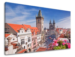 Klasičan slika s motivom GRAD PRAHA, Praha u bijelo-plavih nijansama | Slika za zid GRAD PRAHA, gradski život – pregled