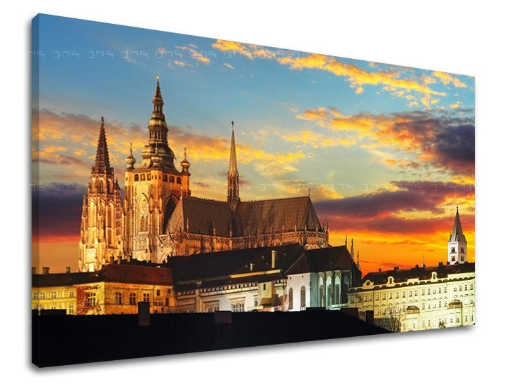 U skandinavskom stilu slika na platnu s motivom GRAD PRAHA, priroda u bijelo-crvenih nijansama, mirna atmosfera, pogodan za kuhinje | Slika za zid GRAD PRAHA – glavna