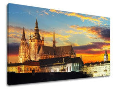 U skandinavskom stilu slika na platnu s motivom GRAD PRAHA, priroda u bijelo-crvenih nijansama, mirna atmosfera, pogodan za kuhinje | Slika za zid GRAD PRAHA – glavna