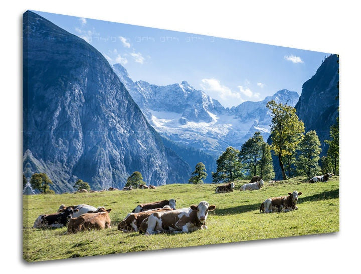 Klasičan slika na platnu s motivom drveće, snijeg, pejzaž, mapa, priroda u bijelo-smeđih nijansama, mirna atmosfera, priroda, pogodan za kancelarije – glavna