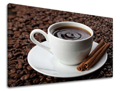 Klasičan slika na platnu s motivom šolja kafe u bijelo-smeđih nijansama, topla atmosfera, pogodan za kuhinje | Slika za zid KUHINJA – glavna