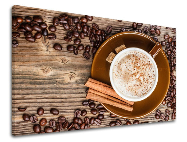 Klasičan slika na platnu s motivom šolja kafe u bež-smeđih nijansama, ugodna atmosfera, pogodan za kuhinje | Slika za zid KUHINJA – glavna