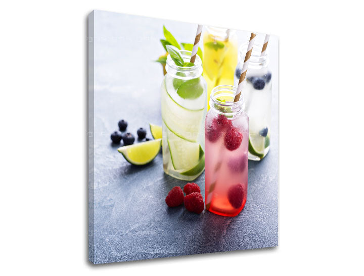 U boho stilu slika na platnu s motivom LETNÝ DRINK u plavo-zelenih nijansama, pogodan za kuhinje | Slika za zid LETNÝ DRINK_088-12 – proizvod