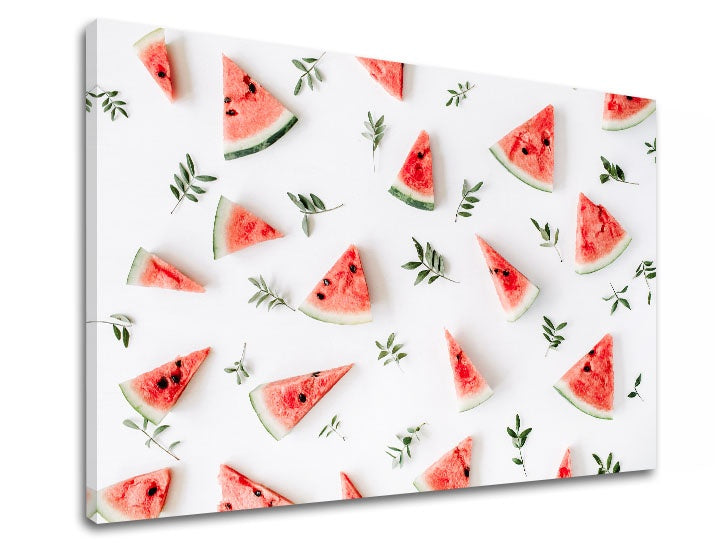U skandinavskom stilu slika s motivom MELÓN, voće, priroda u bijelo-zelenih nijansama | Slika za zid MELÓN_087-11 – pregled