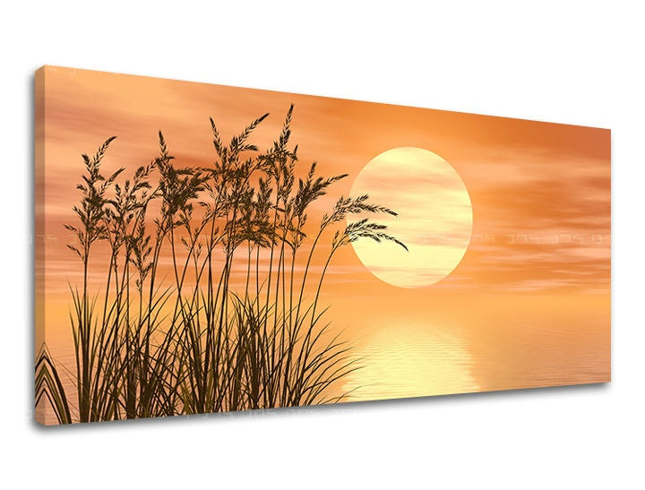 Klasičan slika na platnu s motivom PANORAMA APSTRAKT, sunce, nebo, pejzaž u narandžasto-crnih nijansama, mirna atmosfera, pogodan za dnevnog boravka – glavna