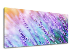 Klasičan slika na platnu s motivom PANORAMA CVIJEĆE, lavanda, cvijeće, polje, pejzaž u ljubičasto-plavih nijansama, mirna atmosfera, pogodan za dnevnog boravka – glavna