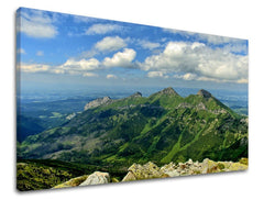 Klasičan slika na platnu s motivom SLOVAČKA, planine, nebo, oblaci, pejzaž u sivih nijansama, mirna atmosfera, priroda i avantura, trodijelna izvedba – glavna [XOBSK033E11]