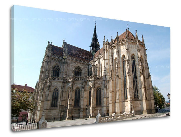Klasičan slika na platnu s motivom SLOVAČKA, arhitektura, religiozni motiv, slovački motiv u bež-plavih nijansama, mirna atmosfera, pogodan za kancelarije – glavna