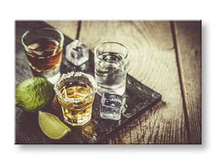 Vintage slika na platnu s motivom TEQUILA, mapa u zelenih nijansama, proslava, pogodan za kuhinje | Slika za zid TEQUILA_075-11 – glavna