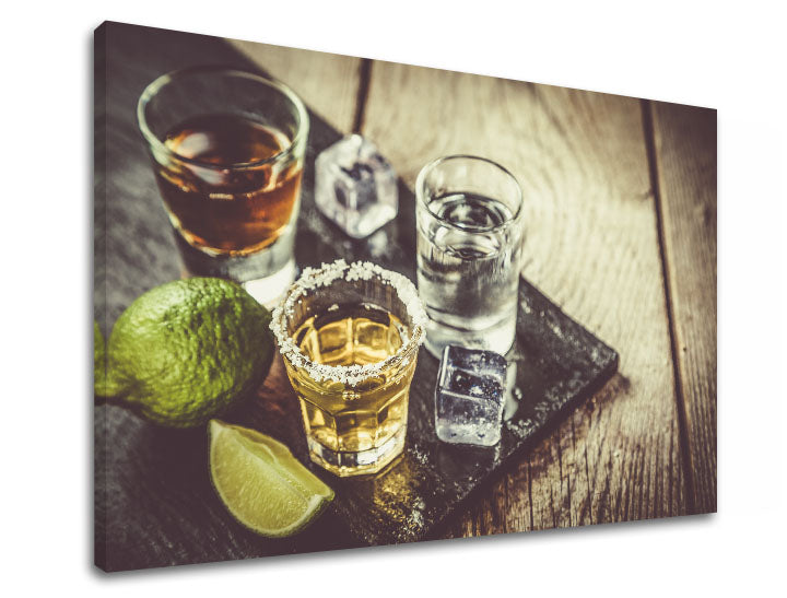 Vintage slika na platnu s motivom TEQUILA, mapa u zelenih nijansama, proslava, pogodan za kuhinje | Slika za zid TEQUILA_075-11 – proizvod